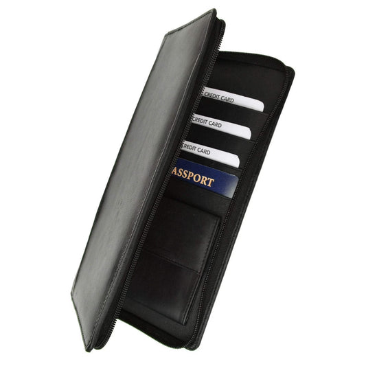 RFID Leather Zipper Travel Passport Wallet