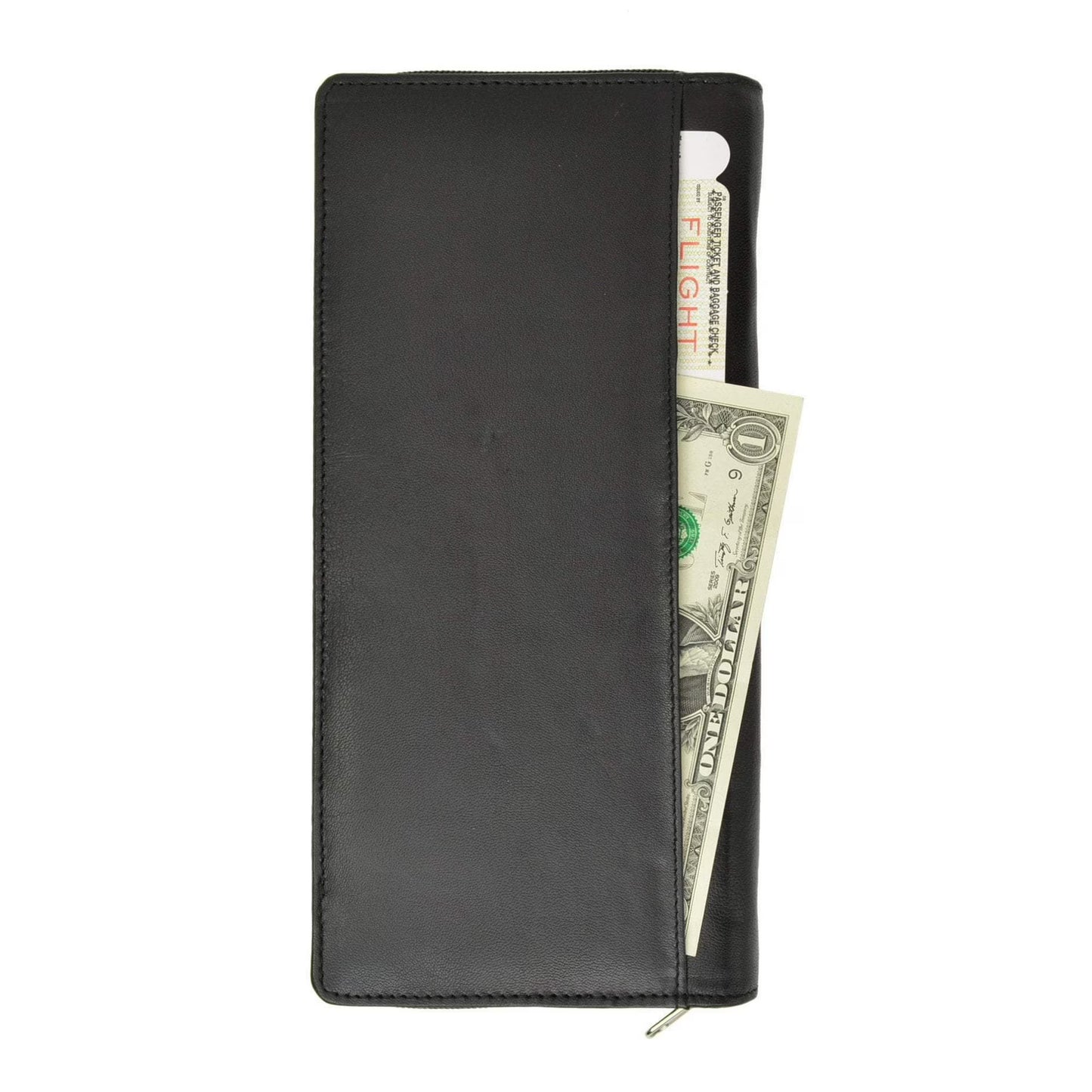 RFID Leather Zipper Travel Passport Wallet