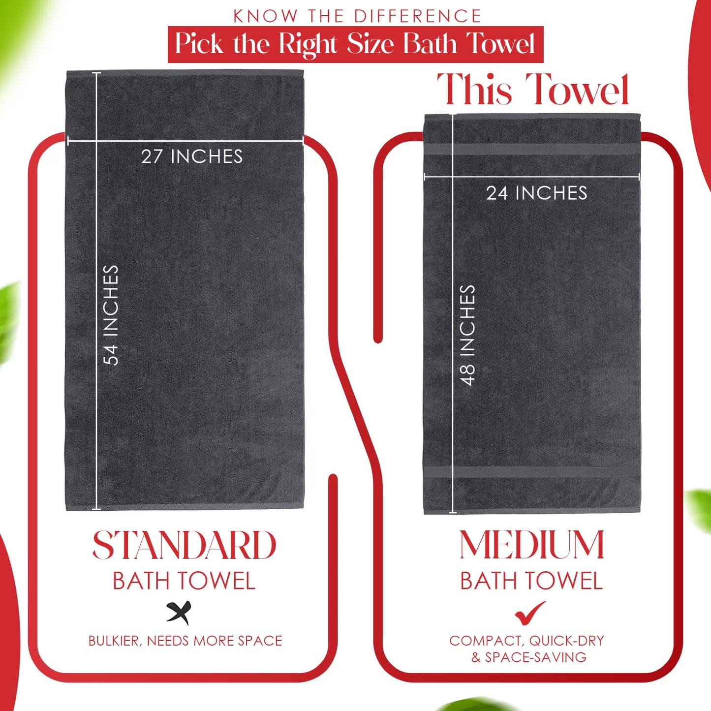 RIVERSIDE Cotton Bath Towels Set of 4