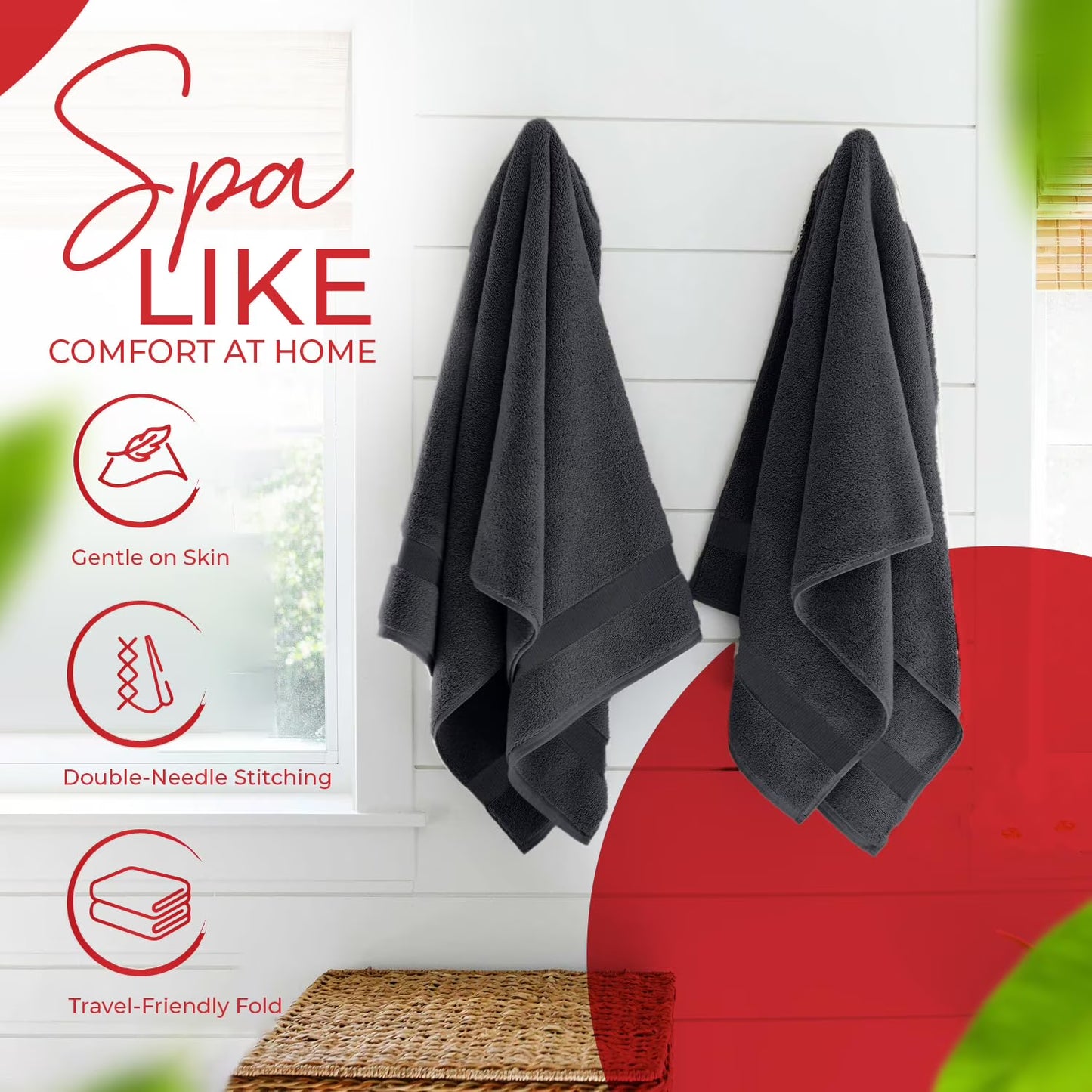 RIVERSIDE Cotton Bath Towels Set of 4